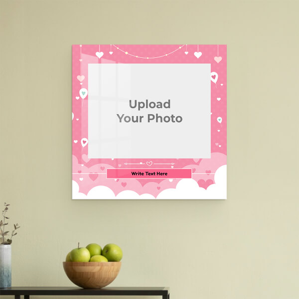 Pink Background with Text: Square Acrylic Photo Frame with Image Printing – PrintShoppy Photo Frames