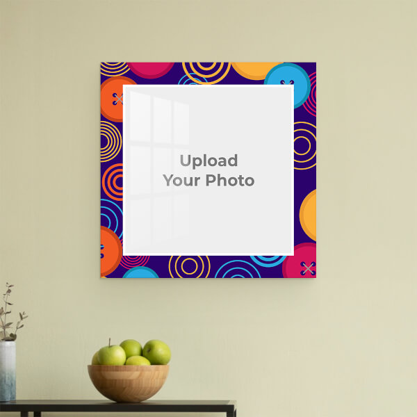Violet Background with Circle Wave Design and Button: Square Acrylic Photo Frame with Image Printing – PrintShoppy Photo Frames