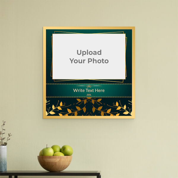 Togetherness with Golden Leaves Theme: Square Acrylic Photo Frame with Image Printing – PrintShoppy Photo Frames