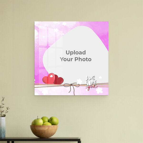Awesome Girl with Purple Watercolour Theme: Square Acrylic Photo Frame with Image Printing – PrintShoppy Photo Frames