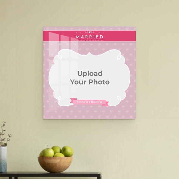 Just Married Theme: Square Acrylic Photo Frame with Image Printing – PrintShoppy Photo Frames