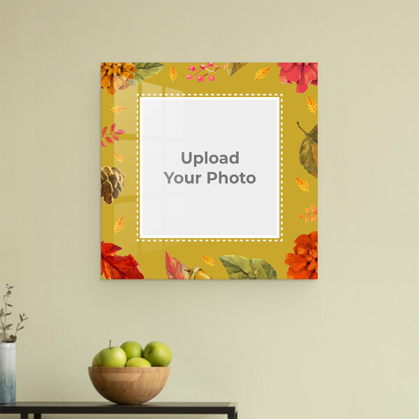 Vintage Floral and Leaves: Square Acrylic Photo Frame with Image Printing – PrintShoppy Photo Frames