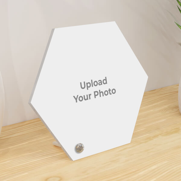 Full Pic Upload Design: Hexagon Acrylic Photo Stand with Image Printing – PrintShoppy Acrylic Photo Stand