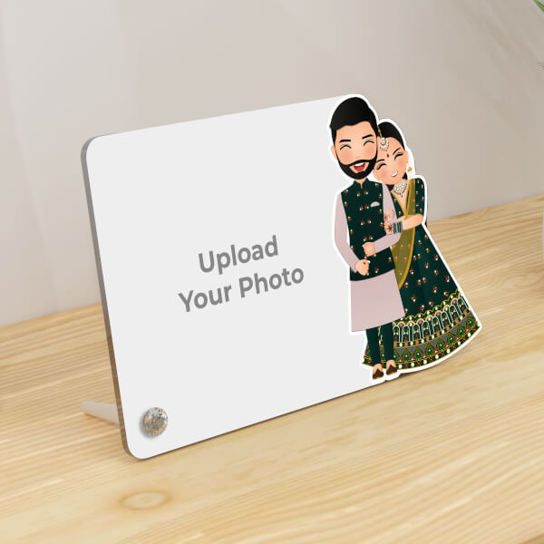 Your Photo On Acrylic Photo Stand With Happy Wedding Anniversary Design