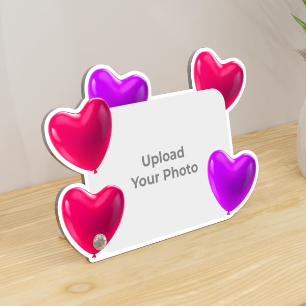 Full Pic Upload On Colorful Little Hearts Acrylic Photo Stand Design