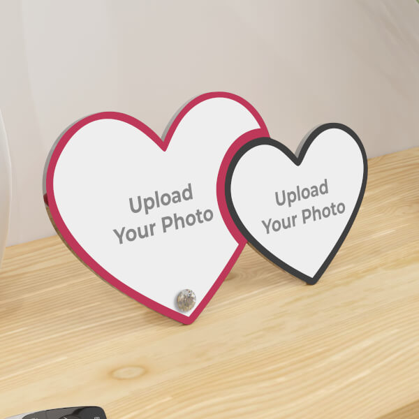 Custom Acrylic Photo Stands With Couple Hearts Design