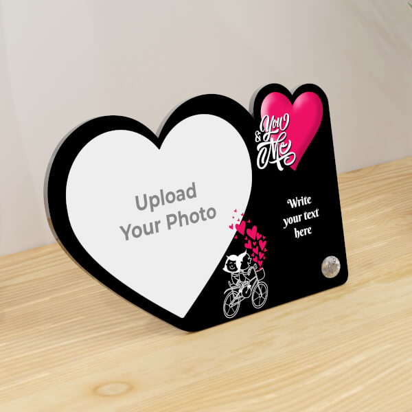 You And Me Valentine With Custom Image And Text Design Photo Stand