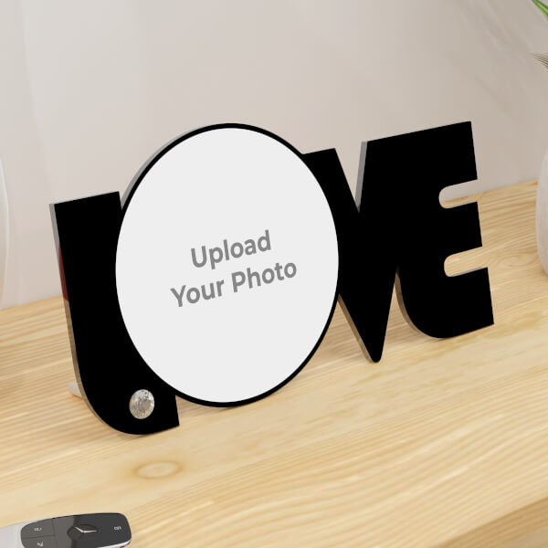 Love Lettered Design With Your Image On Photo Stand