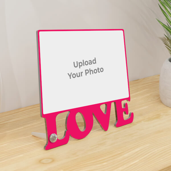 Rectangle Shaped Custom Image Love Design On Acrylic Photo Stand