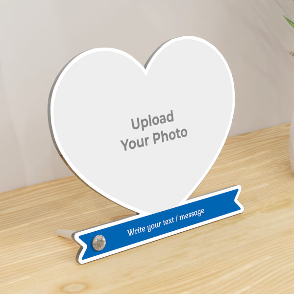 Custom Image On Heart With Custom Text Photo Acrylic Stand