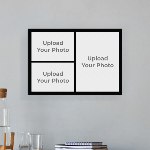 3 Pic Upload with Border Design: Landscape Aluminium Photo Frame with Image Printing – PrintShoppy Photo Frames