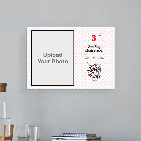 A True Love Story Never Ends Quotation with Heart Border Design: Landscape Aluminium Photo Frame with Image Printing – PrintShoppy Photo Frames