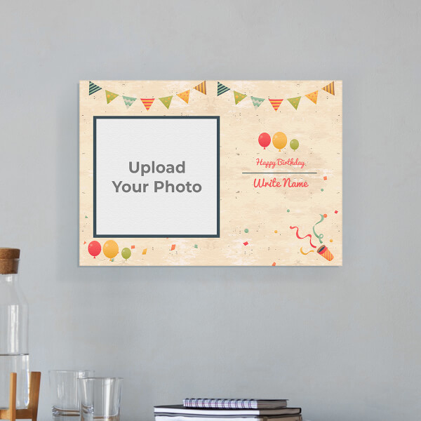 Birthday Wishes with Pennants and Balloons Design: Landscape Aluminium Photo Frame with Image Printing – PrintShoppy Photo Frames