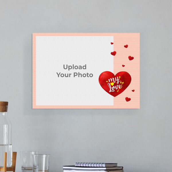 Red Hearts with Love Design: Landscape Aluminium Photo Frame with Image Printing – PrintShoppy Photo Frames