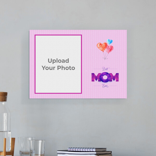 Best Mom Ever Quotation with water colour Heart Balloons Design: Landscape Aluminium Photo Frame with Image Printing – PrintShoppy Photo Frames