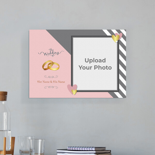 Golden Rings and Golden Hearts Design: Landscape Aluminium Photo Frame with Image Printing – PrintShoppy Photo Frames