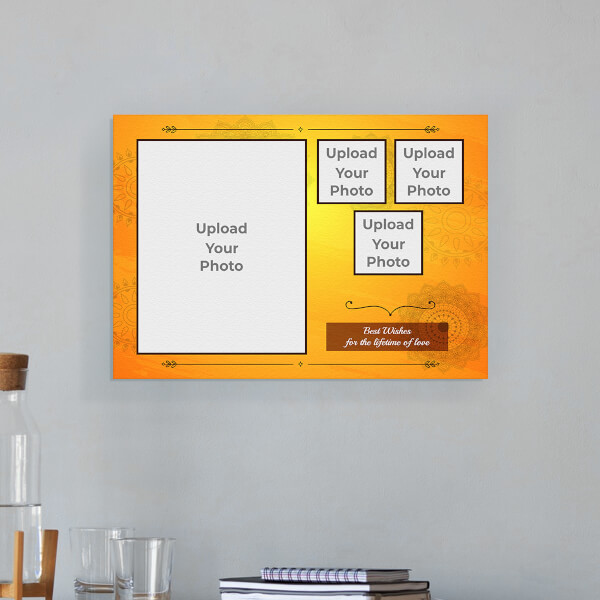 Lifetime of Love Wishes with Traditional Background Design: Landscape Aluminium Photo Frame with Image Printing – PrintShoppy Photo Frames