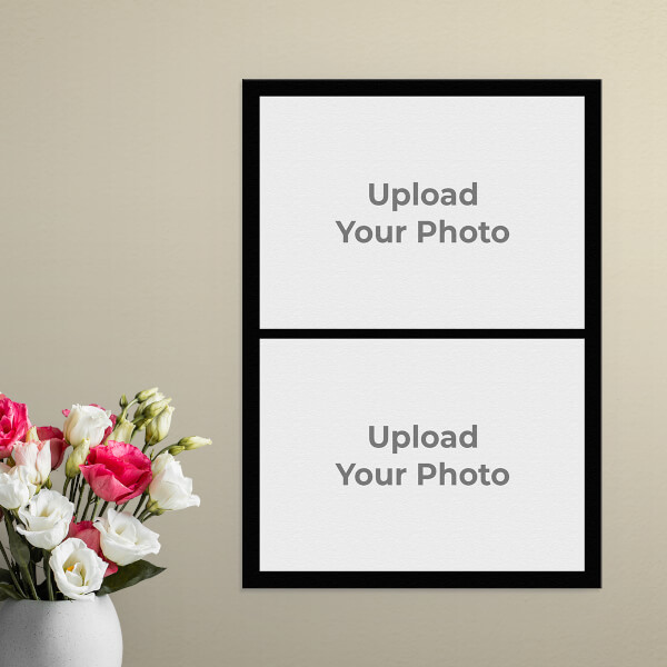 2 Pics Upload with Border Design: Portrait Aluminium Photo Frame with Image Printing – PrintShoppy Photo Frames