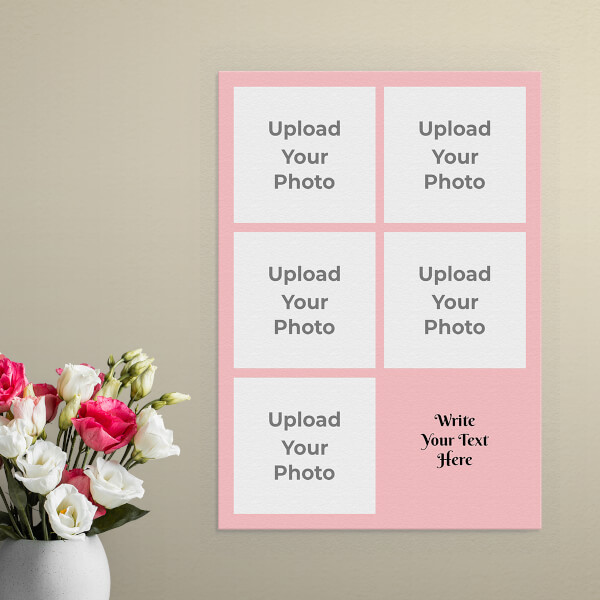 Baby Pink 5 Pics with Text Design: Portrait Aluminium Photo Frame with Image Printing – PrintShoppy Photo Frames