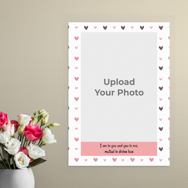 Divine Love Quotation with Heart Symbols Border Design: Portrait Aluminium Photo Frame with Image Printing – PrintShoppy Photo Frames
