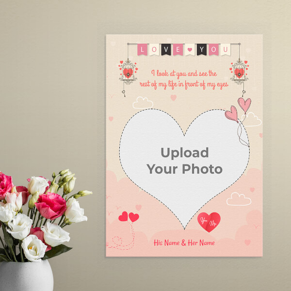 Pic Upload in Heart Symbol   Design: Portrait Aluminium Photo Frame with Image Printing – PrintShoppy Photo Frames
