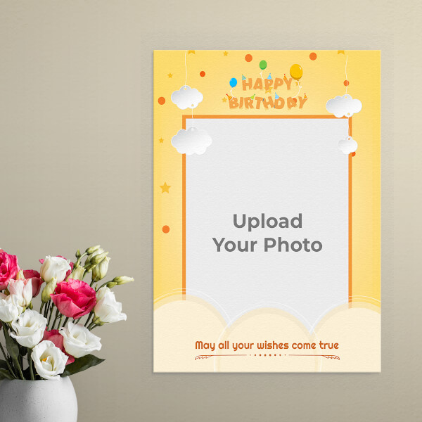 Birthday Wishes with Hanging Clouds Design: Portrait Aluminium Photo Frame with Image Printing – PrintShoppy Photo Frames