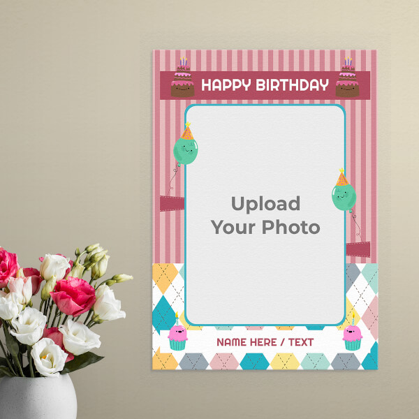 Birthday Cake Design: Portrait Aluminium Photo Frame with Image Printing – PrintShoppy Photo Frames