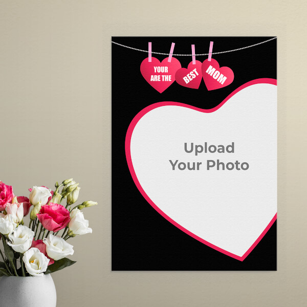 Best Mom with Heart Symbols Design: Portrait Aluminium Photo Frame with Image Printing – PrintShoppy Photo Frames