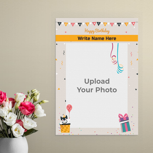 Birthday Wishes with Pennants and Confetti Design: Portrait Aluminium Photo Frame with Image Printing – PrintShoppy Photo Frames