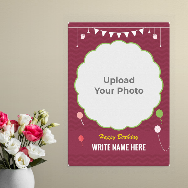 Birthday Wishes with Hanging Gifts and Balloons Design: Portrait Aluminium Photo Frame with Image Printing – PrintShoppy Photo Frames