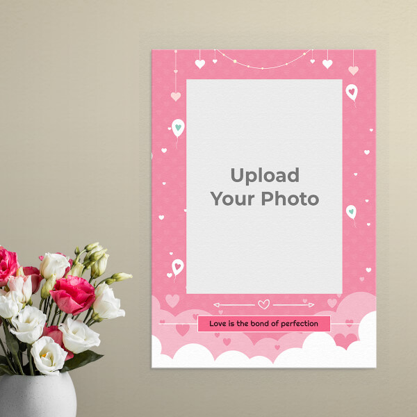 Love is the Bond Quotation with Hanging Hearts Design: Portrait Aluminium Photo Frame with Image Printing – PrintShoppy Photo Frames