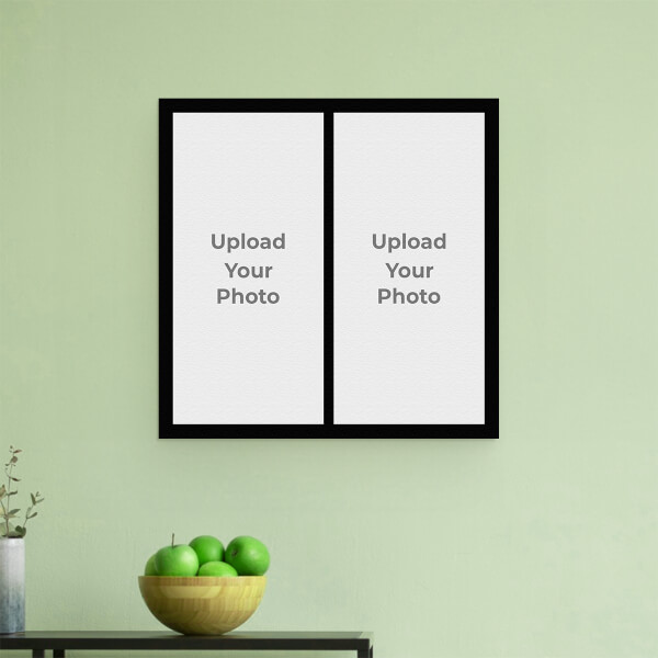 2 Pics Upload with Border Design: Square Aluminium Photo Frame with Image Printing – PrintShoppy Photo Frames