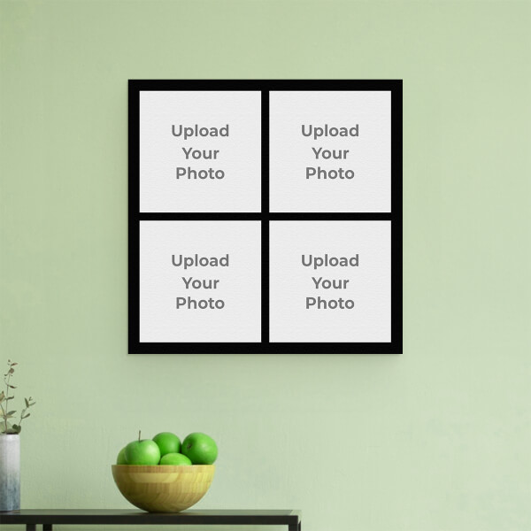 4 Pics Upload with Border Design: Square Aluminium Photo Frame with Image Printing – PrintShoppy Photo Frames