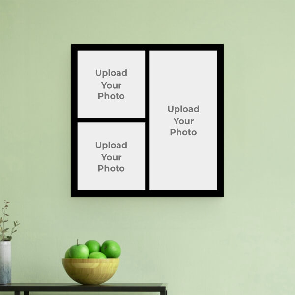 3 Pics Upload with Border: Square Aluminium Photo Frame with Image Printing – PrintShoppy Photo Frames