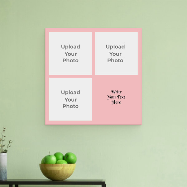 Baby Pink 5 Pics with Text Design: Square Aluminium Photo Frame with Image Printing – PrintShoppy Photo Frames