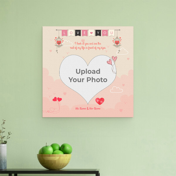 Pic Upload in Heart Symbol   Design: Square Aluminium Photo Frame with Image Printing – PrintShoppy Photo Frames