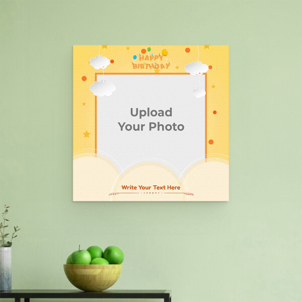 Birthday Wishes with Hanging Clouds Design: Square Aluminium Photo Frame with Image Printing – PrintShoppy Photo Frames