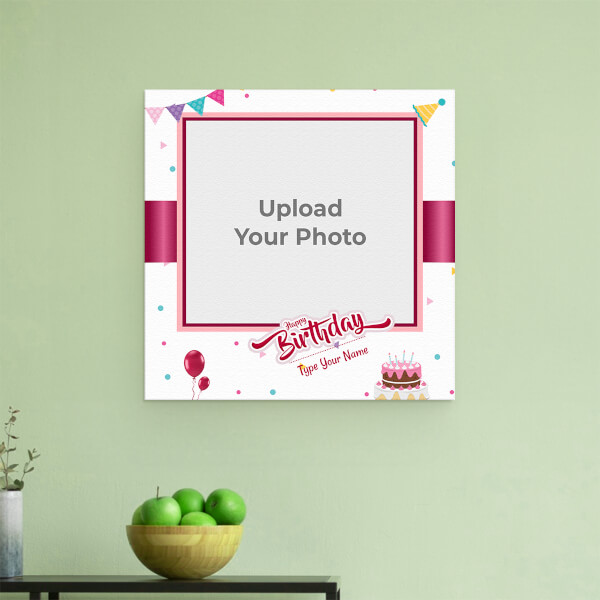Birthday Wishes with Pink Ribbon Design: Square Aluminium Photo Frame with Image Printing – PrintShoppy Photo Frames