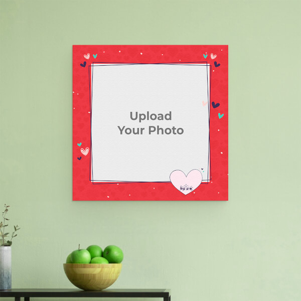 Red Colour Background with Love Design: Square Aluminium Photo Frame with Image Printing – PrintShoppy Photo Frames