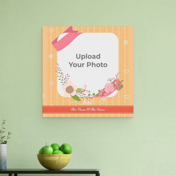 Bouquet with Love Background Design: Square Aluminium Photo Frame with Image Printing – PrintShoppy Photo Frames