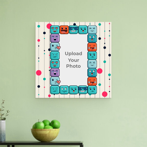 Colourful Emoji Design: Square Aluminium Photo Frame with Image Printing – PrintShoppy Photo Frames