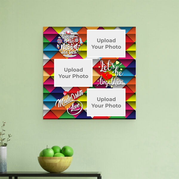 Multicolour Background with Love Quotes: Square Aluminium Photo Frame with Image Printing – PrintShoppy Photo Frames