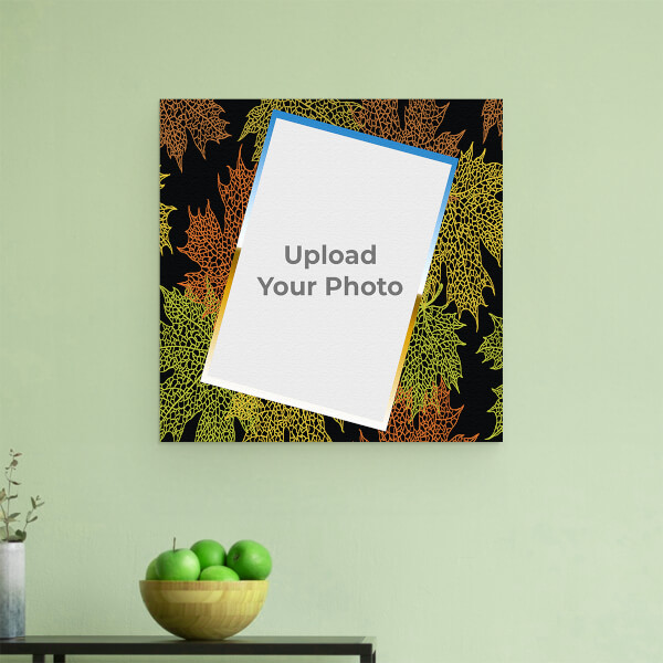 Leaf Colourful Line art with multicolour Border Frame: Square Aluminium Photo Frame with Image Printing – PrintShoppy Photo Frames