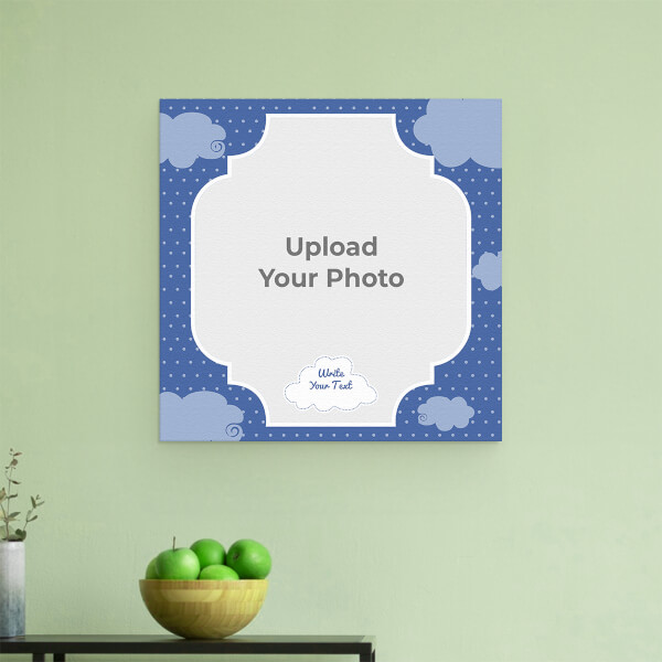 Blue Colour Dotted Background with Clouds: Square Aluminium Photo Frame with Image Printing – PrintShoppy Photo Frames