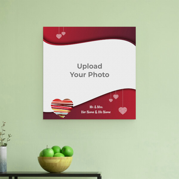 Vintage Frame with Heart Symbols in Background Design: Square Aluminium Photo Frame with Image Printing – PrintShoppy Photo Frames
