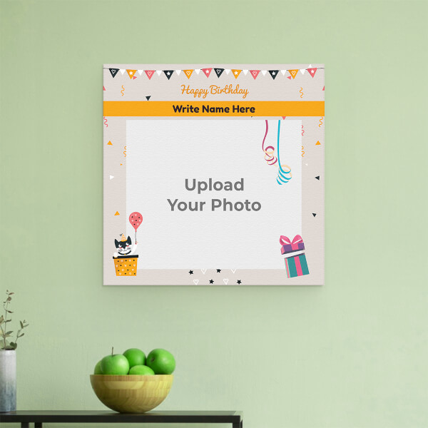 Happy Birthday with Confetti Design: Square Aluminium Photo Frame with Image Printing – PrintShoppy Photo Frames