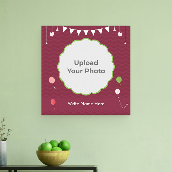 Birthday Wishes with Hanging Gifts and Balloons Design: Square Aluminium Photo Frame with Image Printing – PrintShoppy Photo Frames