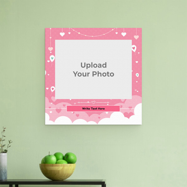 Pink Background with Text: Square Aluminium Photo Frame with Image Printing – PrintShoppy Photo Frames