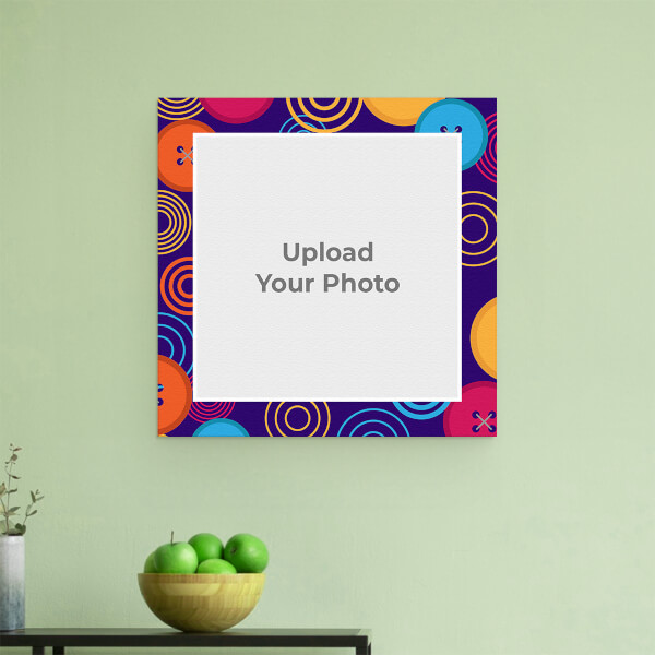 Violet Background with Circle Wave Design and Button: Square Aluminium Photo Frame with Image Printing – PrintShoppy Photo Frames