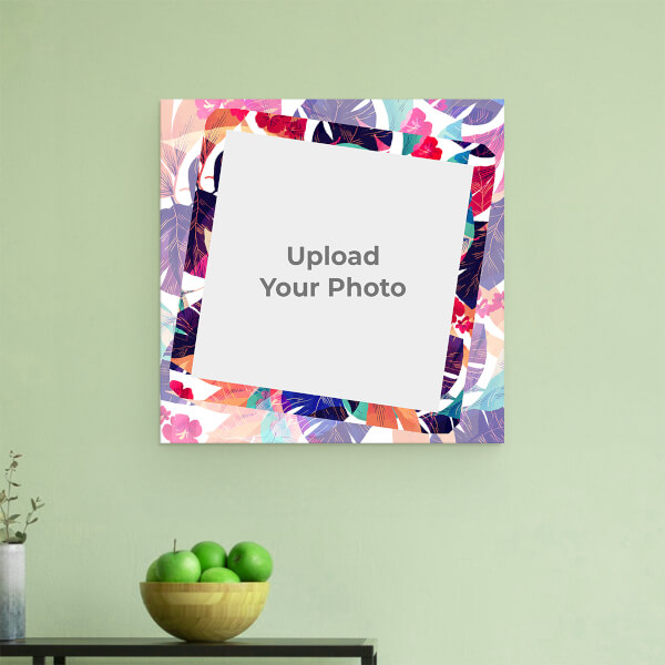 Floral Abstract Design: Square Aluminium Photo Frame with Image Printing – PrintShoppy Photo Frames